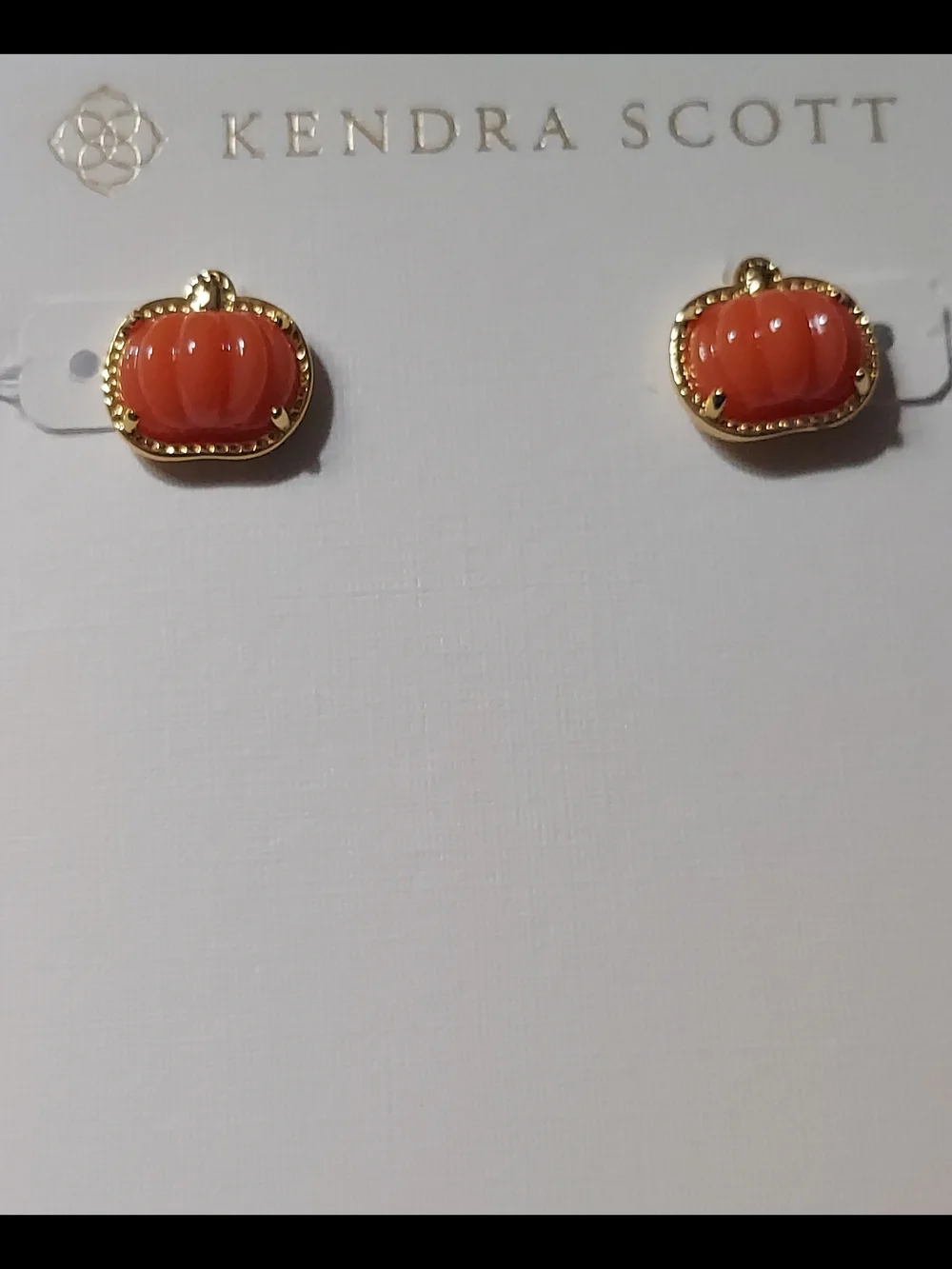Kendra Scott Coral Gold-Trim Pumpkin Stud Earrings